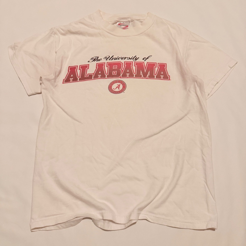 Viatran T-Shirt Women Small White Alabama Crimson Tide Graphic Y2K 2000s